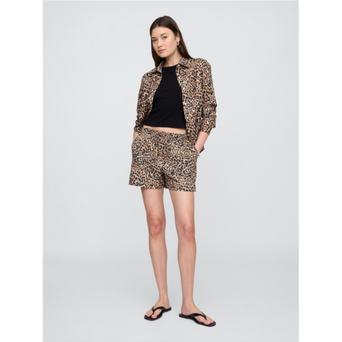 Gap 4 Mid Rise Pull-On Linen-Blend Shorts