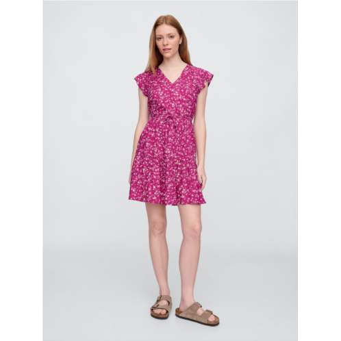 Gap Flutter Sleeve Tie-Waist Mini Dress