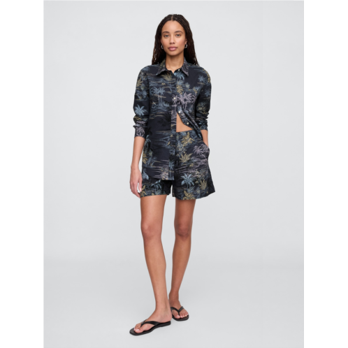 Gap 4 Mid Rise Pull-On Linen-Blend Shorts