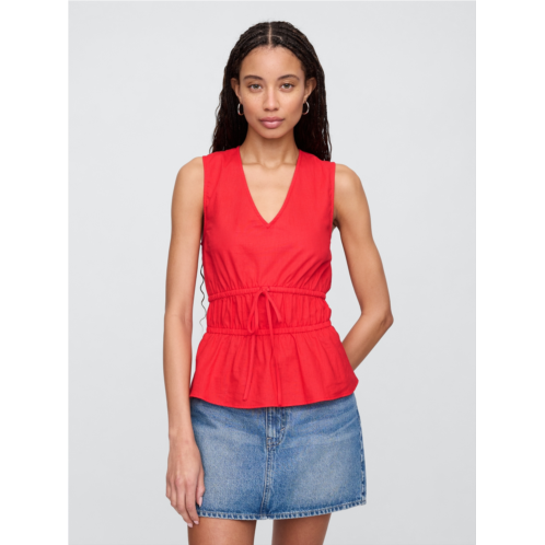 Gap Linen-Blend V-Neck Top