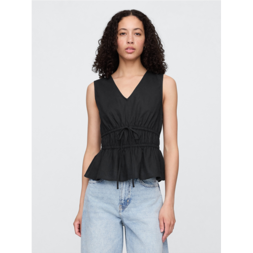 Gap Linen-Blend V-Neck Top