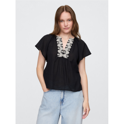 Gap Relaxed Gauze Flutter Sleeve Top