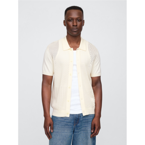 Gap Mixed-Stitch Crochet Vacay Shirt in Standard Fit