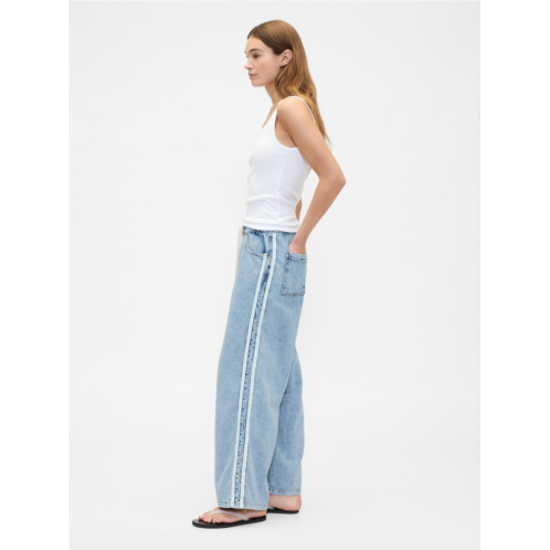 Gap High Rise Pull-On Stripe Wide-Leg Jeans