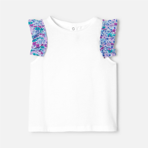 Jacadi Girl T-shirt with ruffles in Liberty fabric