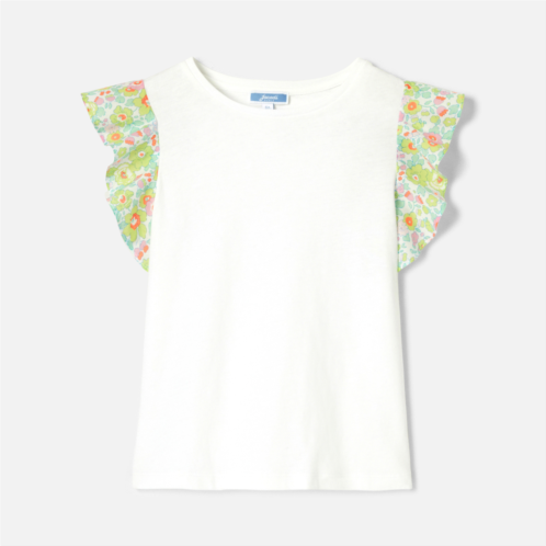 Jacadi Girl T-shirt with Liberty fabric sleeves