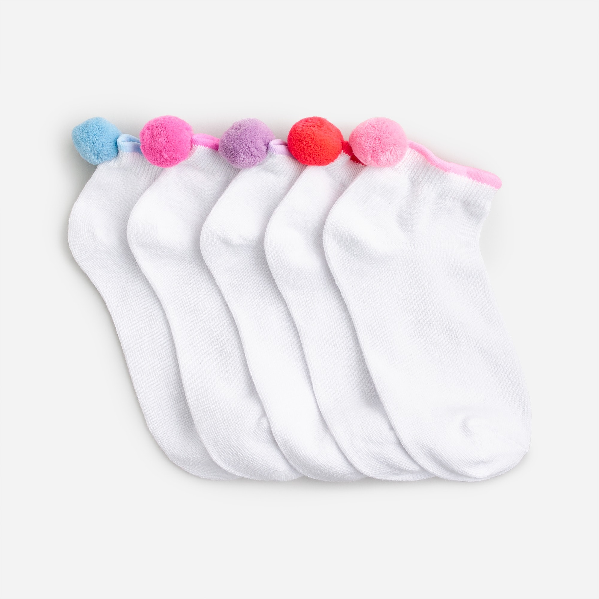 Jcrew Girls pom-pom ankle socks five-pack