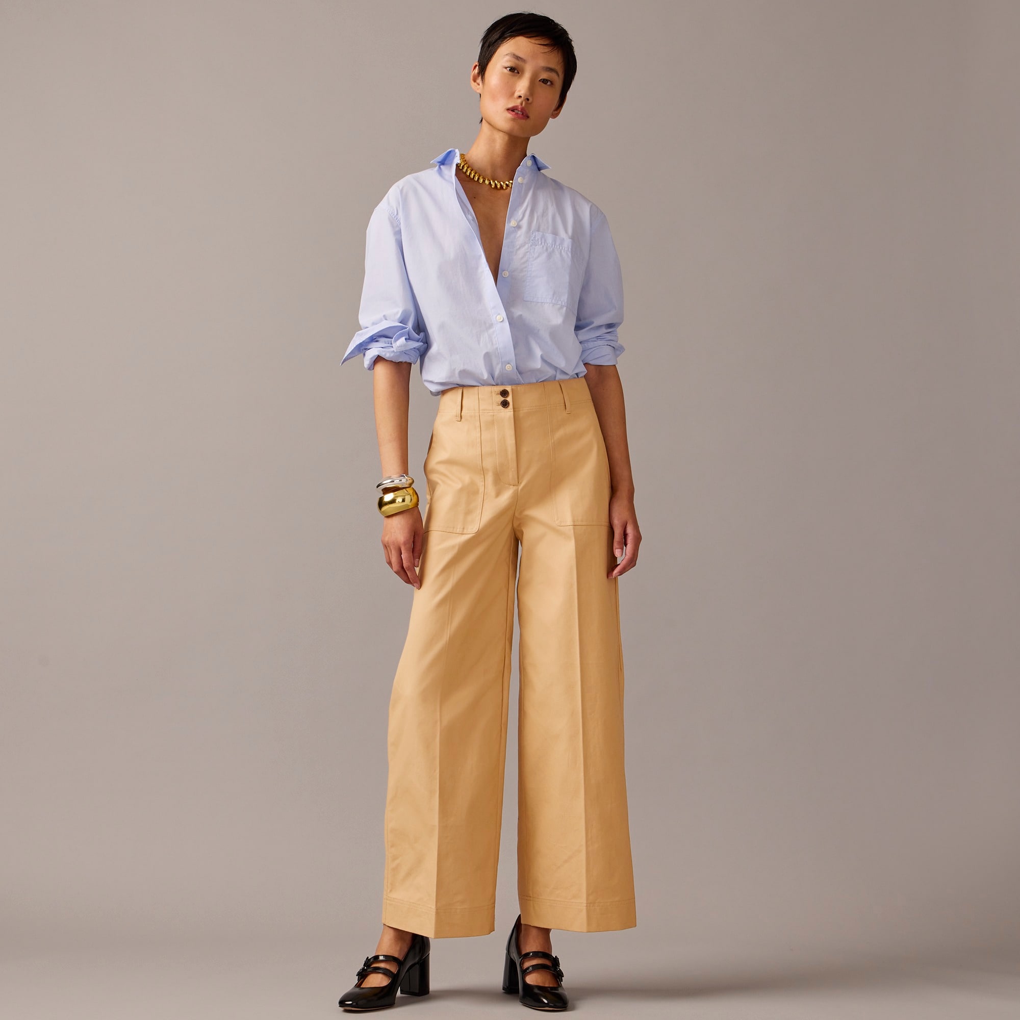 Jcrew Collection wide-leg pant in trench canvas