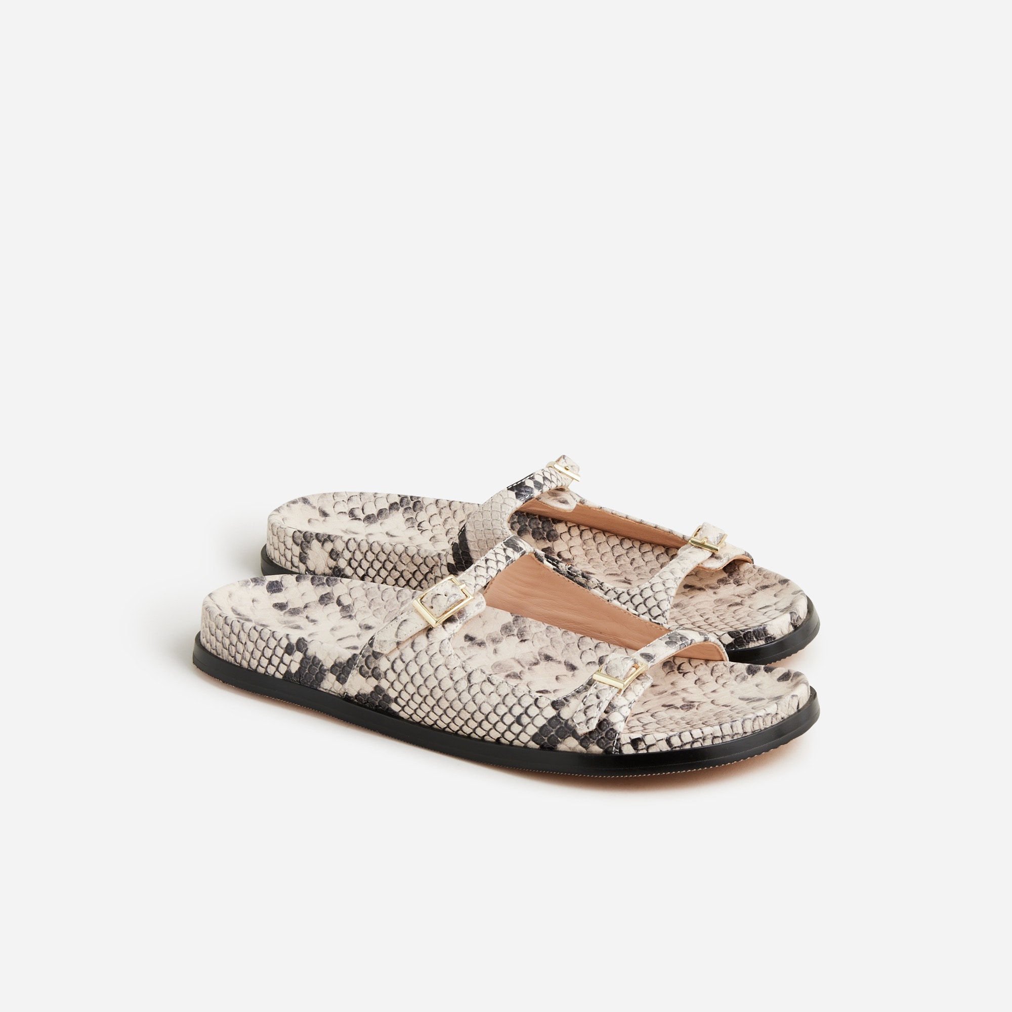 Jcrew Colbie buckle sandals in snake-embossed leather