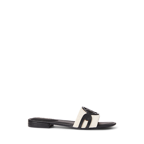 Polo Ralph Lauren Alegra Canvas-Leather Slide Sandal