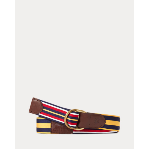 Polo Ralph Lauren Leather-Trim Striped Belt