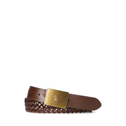 Polo Ralph Lauren Pony Plaque Braided Leather Belt