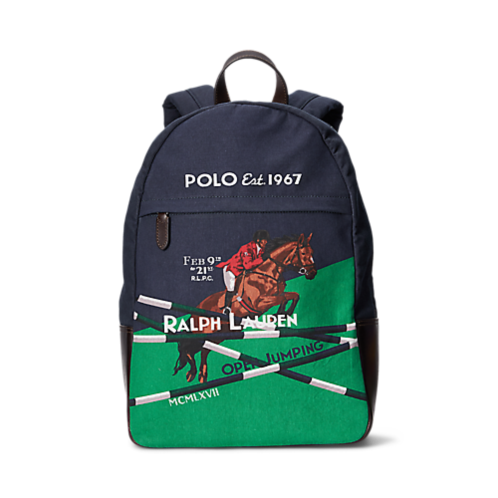 Polo Ralph Lauren Equestrian-Print Canvas Backpack