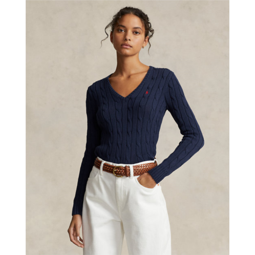Polo Ralph Lauren Cable-Knit Cotton V-Neck Sweater