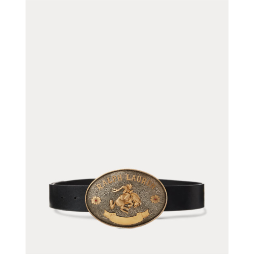 Polo Ralph Lauren Rodeo-Buckle Vachetta Leather Wide Belt