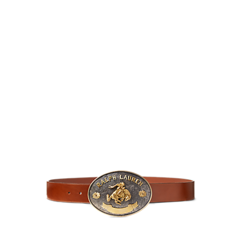 Polo Ralph Lauren Rodeo-Buckle Vachetta Leather Wide Belt