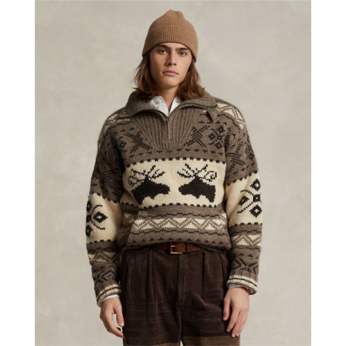 Polo Ralph Lauren Moose-Intarsia Quarter-Zip Sweater