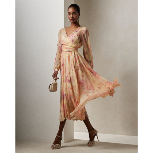 Polo Ralph Lauren Skielar Floral Crinkle Chiffon Day Dress