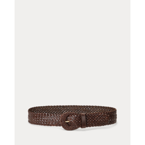 Polo Ralph Lauren Crescent-Buckle Woven Leather Wide Belt