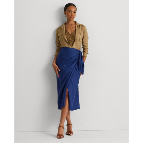Polo Ralph Lauren Linen Wrap Midi Skirt