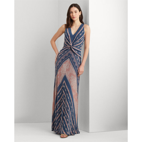 Polo Ralph Lauren Print Twist-Front Georgette Gown