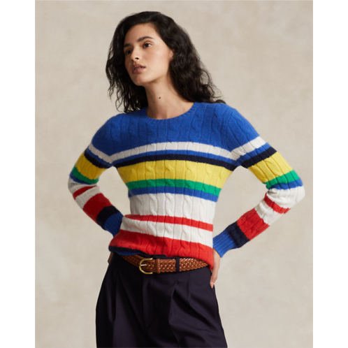 Polo Ralph Lauren Striped Cable-Knit Cashmere Sweater
