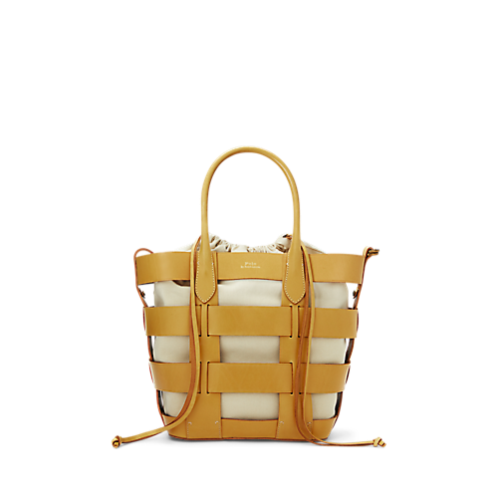 Polo Ralph Lauren Leather Medium Basket-Weave Bag