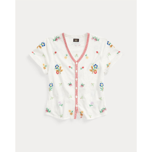 Polo Ralph Lauren Floral-Embroidered Jersey Top