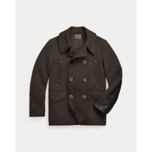 Polo Ralph Lauren Leather-Trim Wool-Cotton Peacoat
