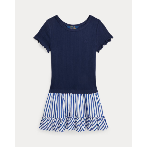 Polo Ralph Lauren Woven-Skirt Pointelle-Knit Cotton Dress