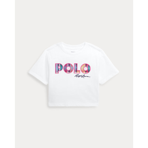 Polo Ralph Lauren Madras-Logo Cotton Jersey Boxy Tee