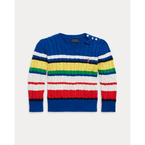 Polo Ralph Lauren Striped Cable-Knit Cotton Sweater