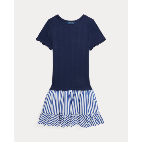 Polo Ralph Lauren Woven-Skirt Pointelle-Knit Cotton Dress