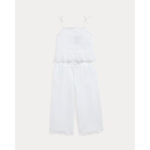 Polo Ralph Lauren Eyelet-Embroidered Cotton Top & Pant Set