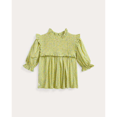 Polo Ralph Lauren Floral Smocked Cotton Jersey Top
