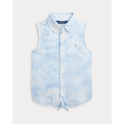 Polo Ralph Lauren Tie-Dye-Print Knot Cotton Boxy Shirt