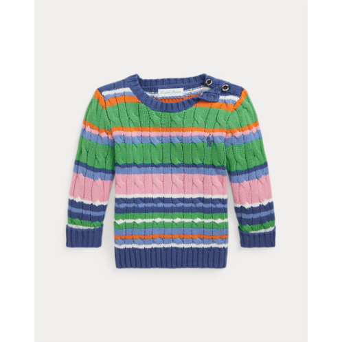 Polo Ralph Lauren Striped Cable-Knit Cotton Sweater