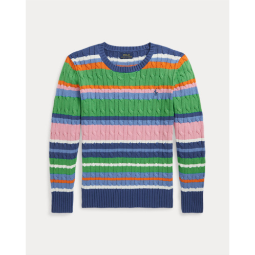 Polo Ralph Lauren Striped Cable-Knit Cotton Sweater