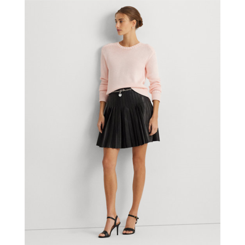 Polo Ralph Lauren Pleated Stretch Leather Miniskirt