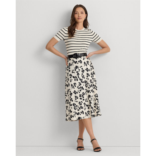 Polo Ralph Lauren Leaf-Print Satin Charmeuse Midi Skirt