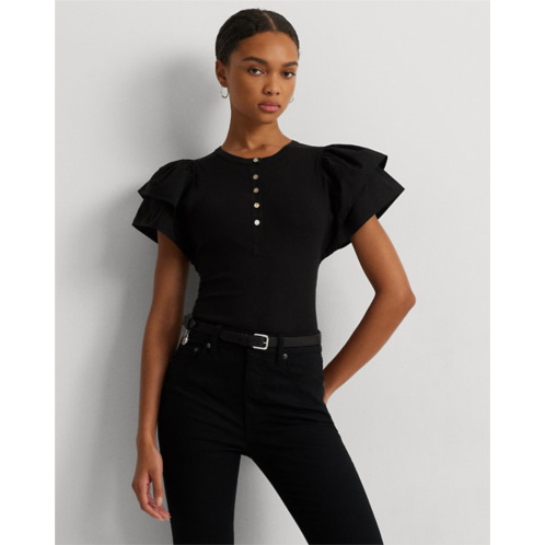 Polo Ralph Lauren Stretch Cotton Flutter-Sleeve Henley Top