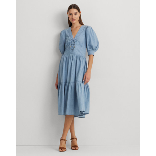 Polo Ralph Lauren Chambray Puff-Sleeve Dress