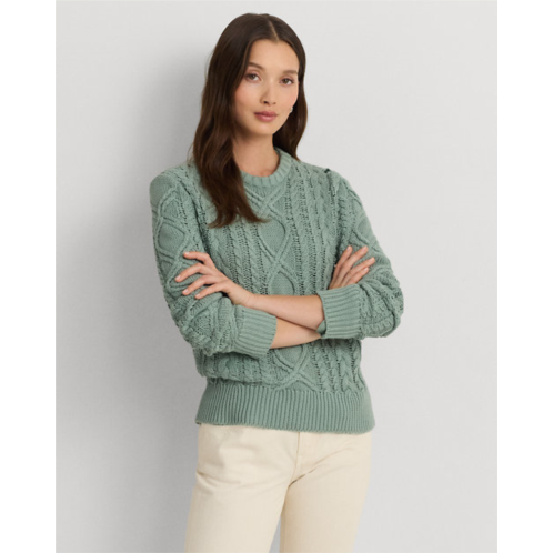 Polo Ralph Lauren Aran-Knit Cotton-Blend Crewneck Sweater