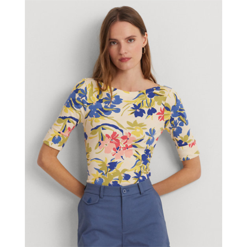 Polo Ralph Lauren Floral Stretch Cotton Boatneck Tee