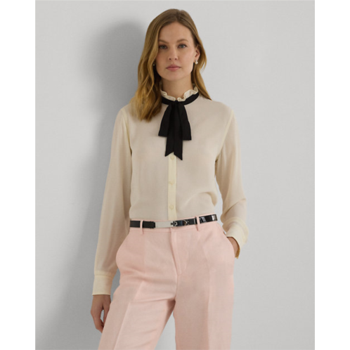 Polo Ralph Lauren Classic Fit Georgette Tie-Neck Shirt