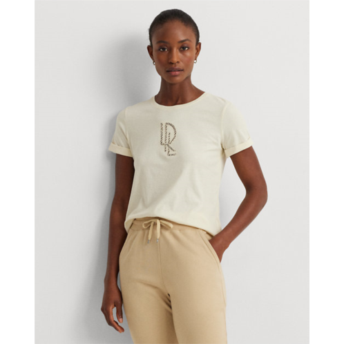 Polo Ralph Lauren Beaded-Logo Cotton-Blend-Jersey Tee