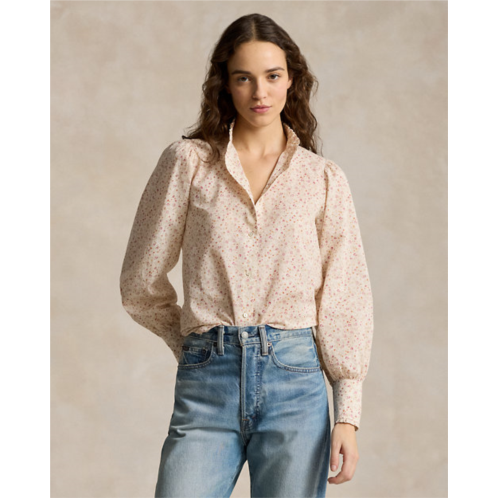 Polo Ralph Lauren Ruffle-Trim Floral Cotton Shirt