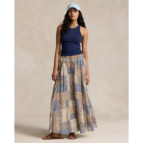 Polo Ralph Lauren Patchwork Crinkled Cotton Gauze Skirt