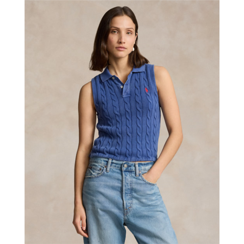 Polo Ralph Lauren Cable-Knit Cropped Polo Shirt