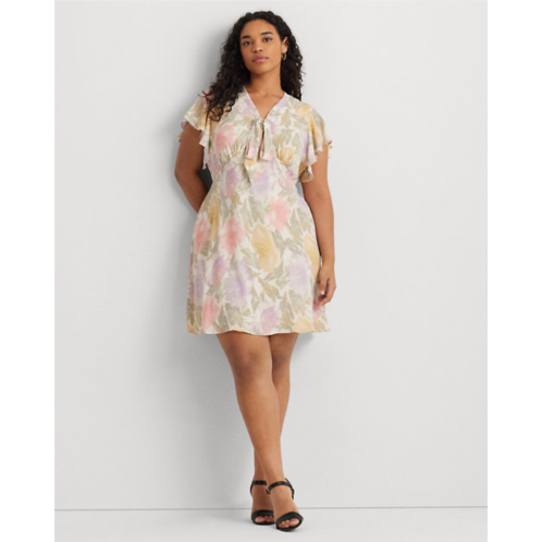 Polo Ralph Lauren Floral Bubble Crepe Tie-Neck Dress